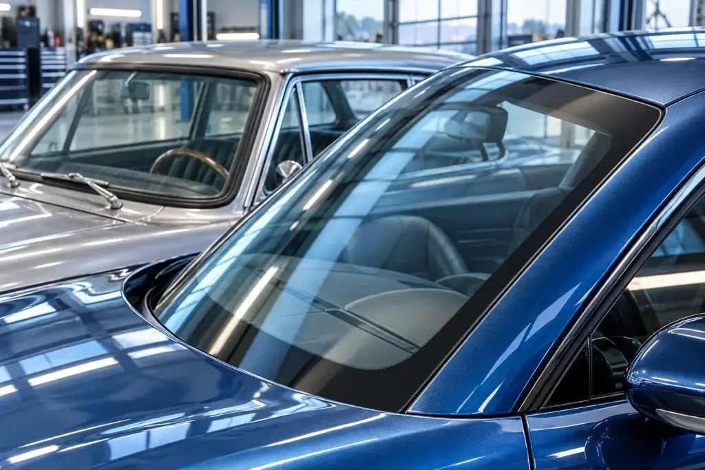 classic-vs-modern-car-windshield-garage